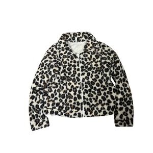 Z Supply Jacket Women's Small Leopard Print Sherpa Full Zip